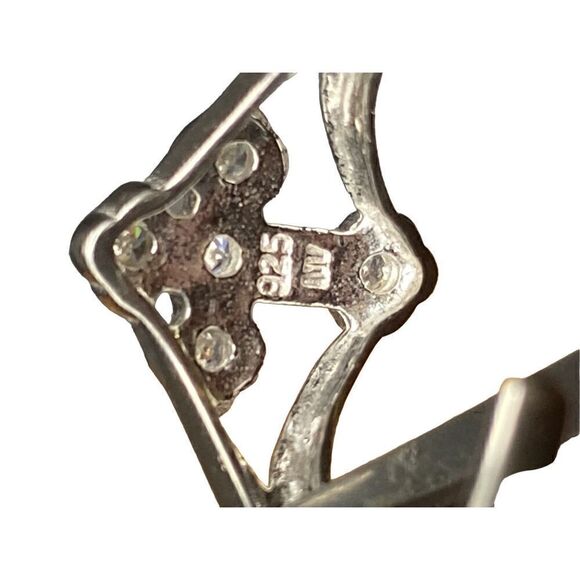Sterling silver 925 rhinestone cross ring by Nevada Silver Mines size 8.5 adjust - Picture 4 of 9